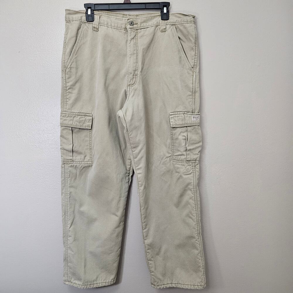 Wrangler Fleece Lined Khaki Cargo Pants Mens 36x32 Heavyweight Work Gorpcore